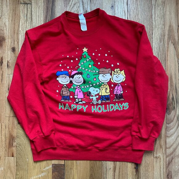 90s Peanuts Men's Red Sweatshirt Size L - Picture 1 of 5